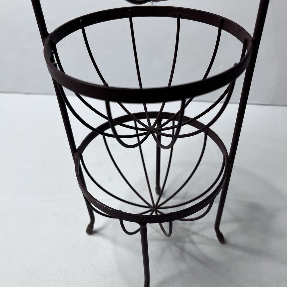 3-Tier Rustic Metal Round Basket Bowl Rack Stand Counter Kitchen Storage - Picture 5 of 5